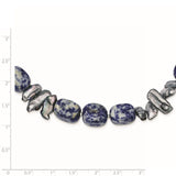 Sterling Silver Sodalite/Grey FW Cultured Pearl Necklace-WBC-QH4724-16
