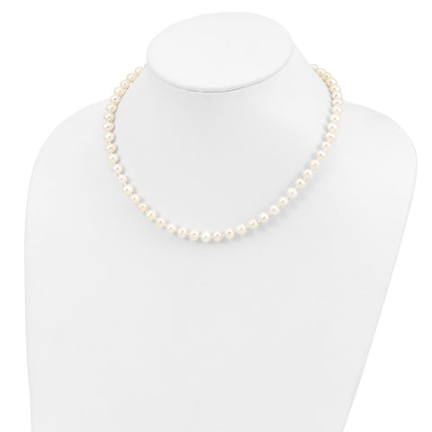 Sterling Silver Rhodium 6-7mm White Freshwater Cultured Pearl Necklace-WBC-QH4726-24