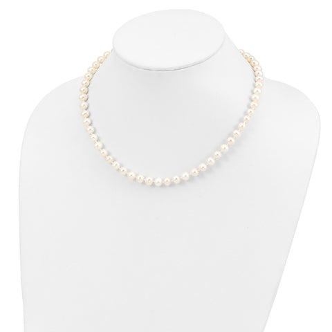 Sterling Silver Rhodium-plated 6-7mm White FWC Pearl Necklace-WBC-QH4726-16