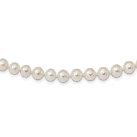 Sterling Silver Rhodium 6-7mm White Freshwater Cultured Pearl Necklace-WBC-QH4726-18