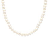 Sterling Silver Rhodium 6-7mm White Freshwater Cultured Pearl Necklace-WBC-QH4726-18