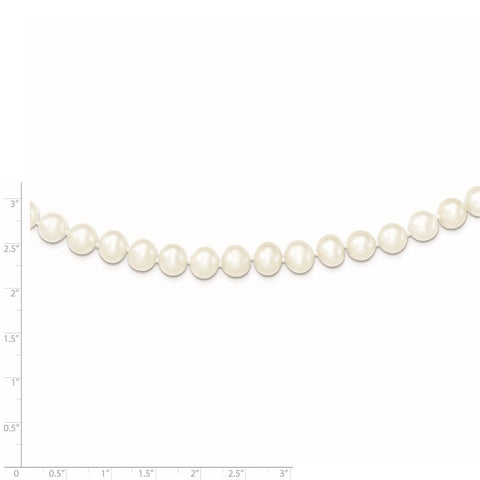Sterling Silver Rhodium 8-9mm White Freshwater Cultured Pearl Necklace-WBC-QH4728-20