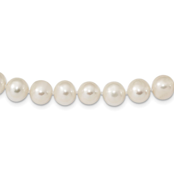 Sterling Silver Rhodium 8-9mm White Freshwater Cultured Pearl Necklace-WBC-QH4728-20