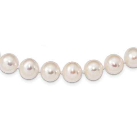 Sterling Silver Rhodium 9-10mm White FW Cultured Pearl Necklace-WBC-QH4729-20