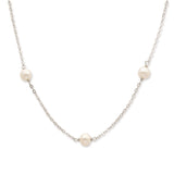 Sterling Silver Rhodium 7-8mm White FWC Pearl w/2in ext. Necklace-WBC-QH4746-17