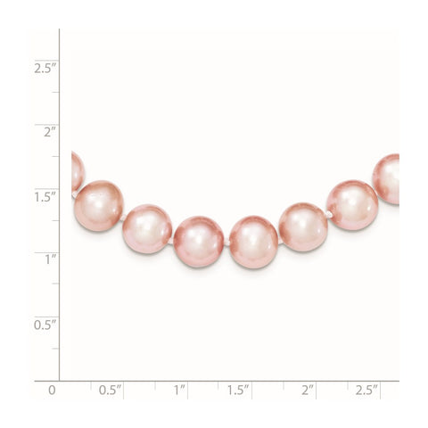 Sterling Silver Rhodium-plated 9-10mm Pink FWC Pearl Necklace-WBC-QH4761-16