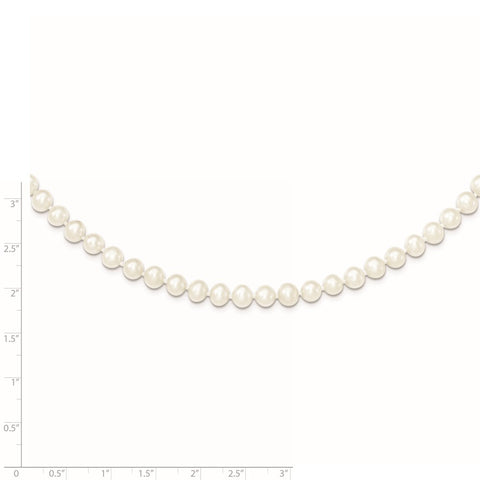 Sterling Silver Rhodium 5-6mm White Freshwater Cultured Pearl Necklace-WBC-QH4769-18