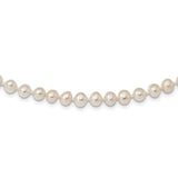 Sterling Silver Rhodium 5-6mm White Freshwater Cultured Pearl Necklace-WBC-QH4769-18