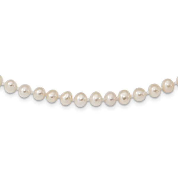 Sterling Silver Rhodium 5-6mm White Freshwater Cultured Pearl Necklace-WBC-QH4769-18