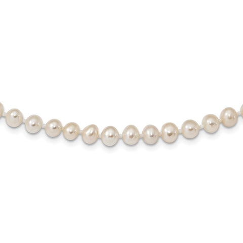 Sterling Silver Rhodium 5-6mm White Freshwater Cultured Pearl Necklace-WBC-QH4769-18