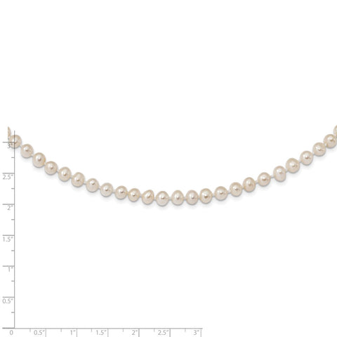 Sterling Silver Rhodium 5-6mm White Freshwater Cultured Pearl Necklace-WBC-QH4769-28