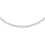 Sterling Silver Rhodium 5-6mm White Freshwater Cultured Pearl Necklace-WBC-QH4769-28