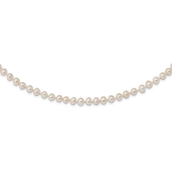 Sterling Silver Rhodium 5-6mm White Freshwater Cultured Pearl Necklace-WBC-QH4769-28