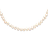 Sterling Silver Rhodium 5-6mm White Freshwater Cultured Pearl Necklace-WBC-QH4769-18