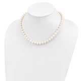 Sterling Silver Rhodium 7-8mm White Freshwater Cultured Pearl Necklace-WBC-QH4778-18