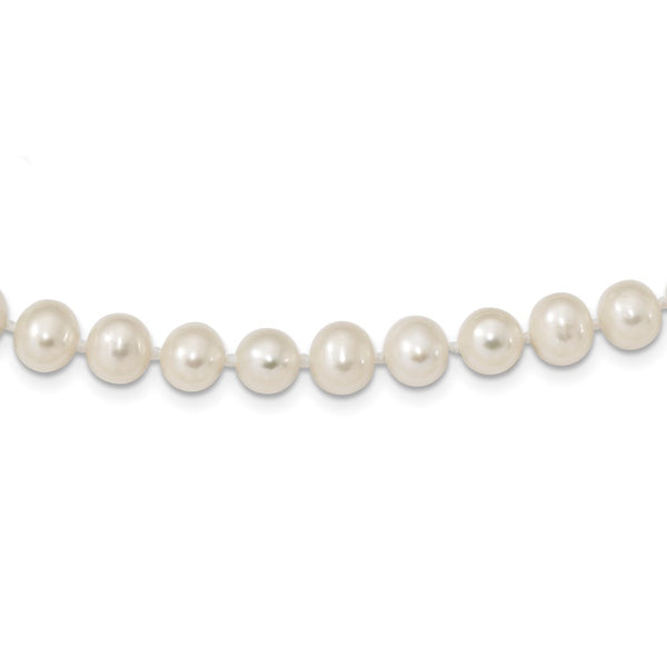 Sterling Silver Rhodium 7-8mm White Freshwater Cultured Pearl Necklace-WBC-QH4778-18