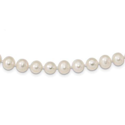 Sterling Silver Rhodium-plated 7-8mm White FWC Pearl Necklace-WBC-QH4778-16