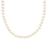 Sterling Silver Rhodium 7-8mm White Freshwater Cultured Pearl Necklace-WBC-QH4778-18