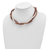 SS Rh-plated 5-6mm White, Brown, Beige FWC Pearl w/2in ext. Necklace-WBC-QH4818-17