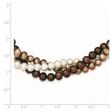 SS Rh-plated 5-6mm White, Brown, Beige FWC Pearl w/2in ext. Necklace-WBC-QH4818-17