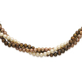 SS Rh-plated 5-6mm White, Brown, Beige FWC Pearl w/2in ext. Necklace-WBC-QH4818-17