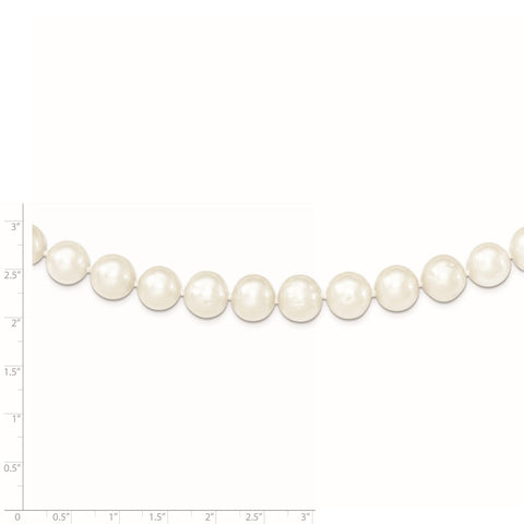 Sterling Silver Rhodium-plated 10-11mm White FW Cultured Pearl Necklace-WBC-QH4828-18
