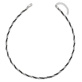 Sterling Silver Black Rhodium and RH-plated Twisted Necklace-WBC-QH4911-18