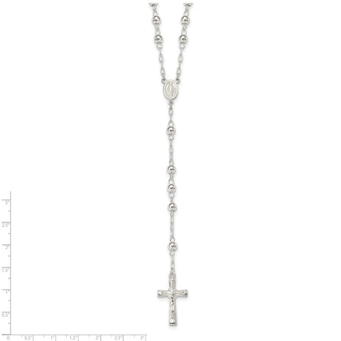 Sterling Silver Polished Rosary Necklace-WBC-QH4988