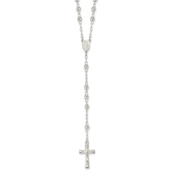 Sterling Silver Polished Rosary Necklace-WBC-QH4988