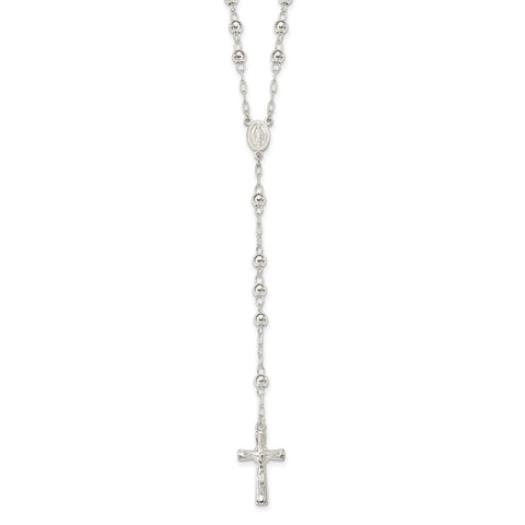 Sterling Silver Polished Rosary Necklace-WBC-QH4988