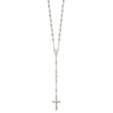 Sterling Silver Polished Rosary with Textured Beads Necklace-WBC-QH4990