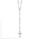 Sterling Silver Polished Rosary with Textured Beads Necklace-WBC-QH4990