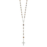 Sterling Silver Polished Tiger Eye Rosary Necklace-WBC-QH4991