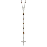 Sterling Silver Polished Tiger Eye Rosary Necklace-WBC-QH4991