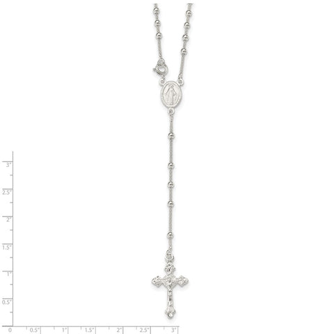 Sterling Silver Polished Rosary Necklace-WBC-QH4993-16