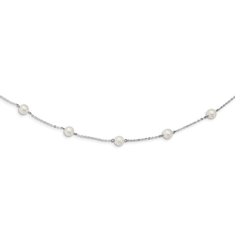 Sterling Silver Rh-plated (6-7mm) Fresh Water Cultured Pearl Necklace-WBC-QH5003-18