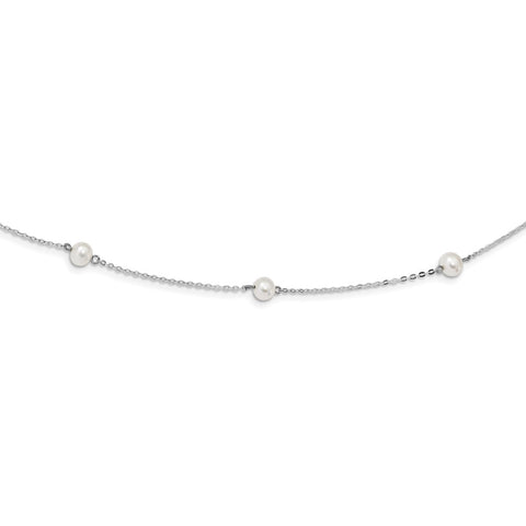 Sterling Silver RH-plated Fresh Water Cultured Pearl Necklace-WBC-QH5005-18