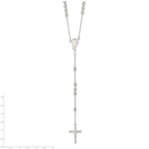 Sterling Silver Faceted Beads Crucifix Necklace-WBC-QH5130-24