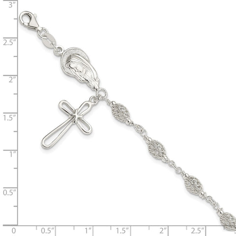 Sterling Silver Polished Fancy Rosary Bracelet-WBC-QH5138-7.5