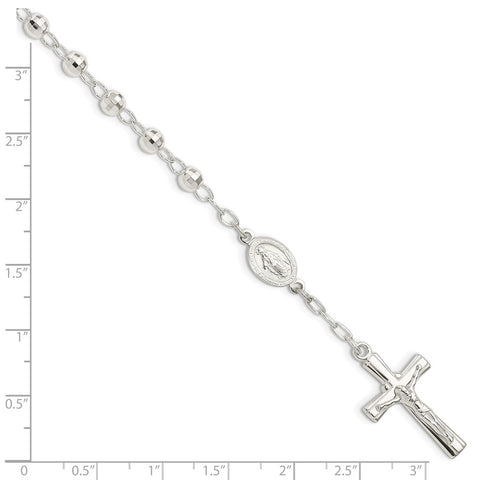 Sterling Silver Polished Rosary Bracelet-WBC-QH5140-7.5