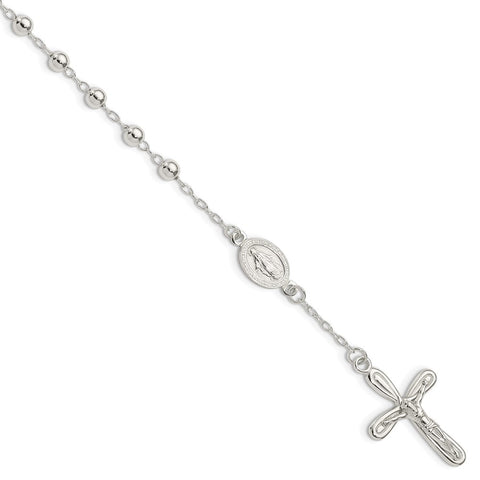 Sterling Silver Polished Single Decade Rosary Bracelet-WBC-QH5142-7.5