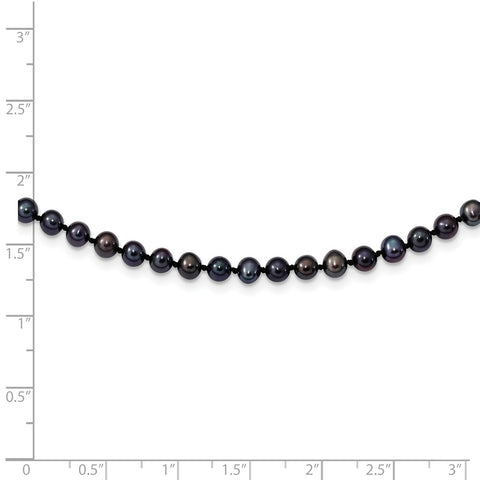 Sterling Silver Rhod-plated 4-5mm Black FWC Pearl Necklace-WBC-QH5152-24