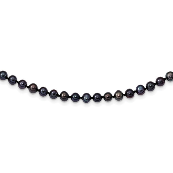 Sterling Silver Rhod-plated 4-5mm Black FWC Pearl Necklace-WBC-QH5152-24