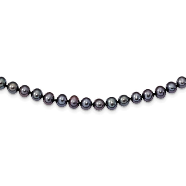 Sterling Silver Rhod-plated 5-6mm Black FWC Pearl Necklace-WBC-QH5153-18