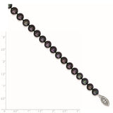 Sterling Silver Rhod-plated 7-8mm Black FW Cultured Pearl Necklace-WBC-QH5155-20