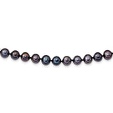 Sterling Silver Rhod-plated 7-8mm Black FW Cultured Pearl Necklace-WBC-QH5155-20