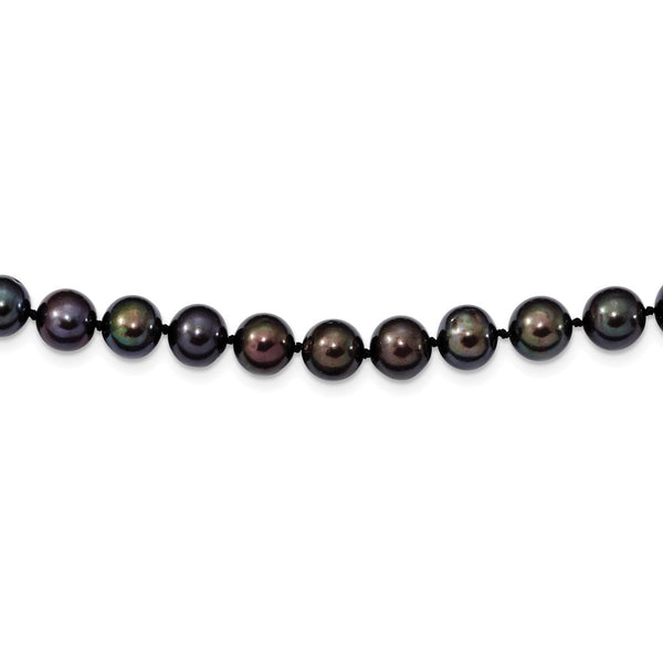 Sterling Silver Rhod-plated 8-9mm Black FWC Pearl Necklace-WBC-QH5156-18