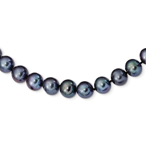 Sterling Silver Rhod-plated 10-11mm Black FWC Pearl Necklace-WBC-QH5158-28