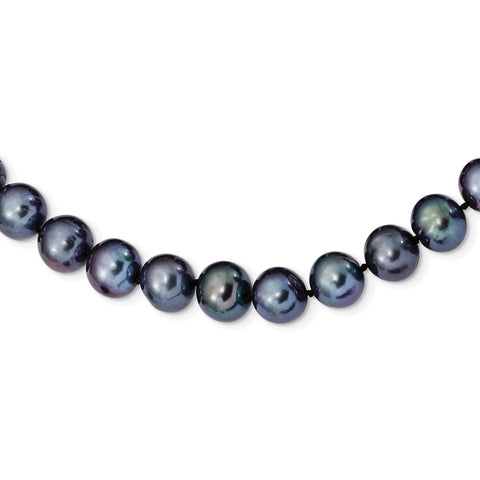 Sterling Silver Rhod-plated 10-11mm Black FWC Pearl Necklace-WBC-QH5158-20