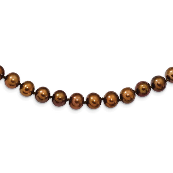 Sterling Silver Rhodium 8-9mm Coffee FWC Pearl Necklace-WBC-QH5159-28